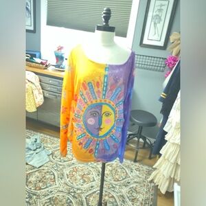 Colorful Sun and Moon Graphic Top